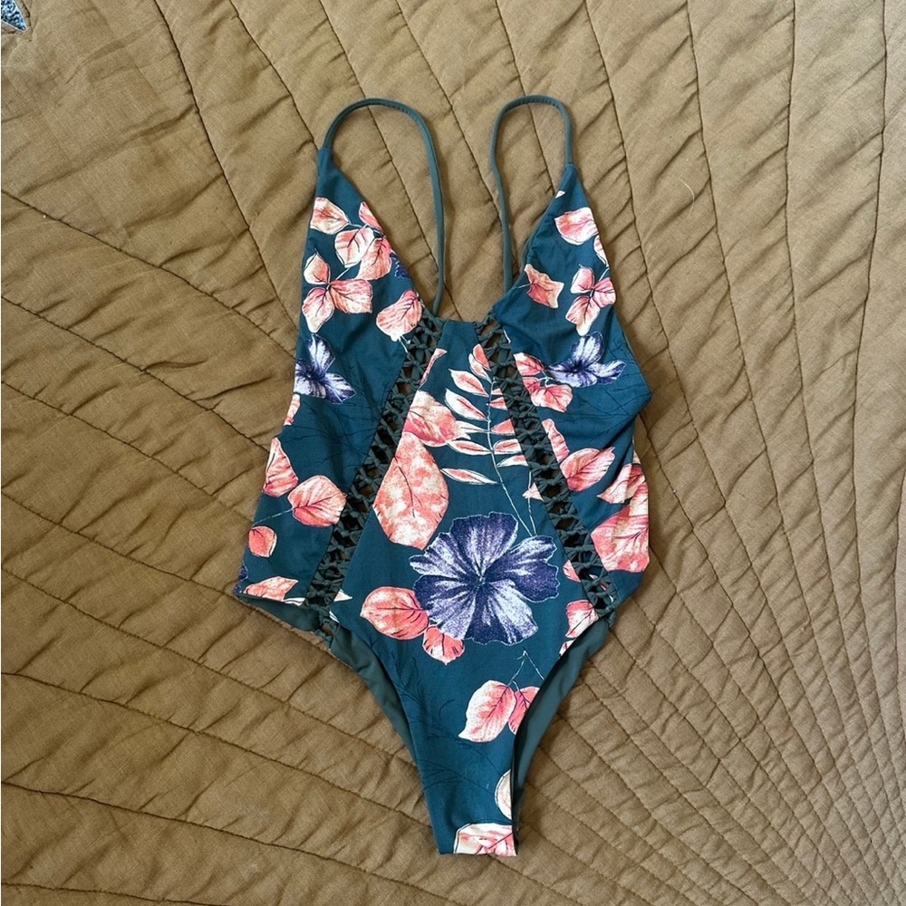San Lorenzo Floral One Piece Swimsuit - Blue and Pink